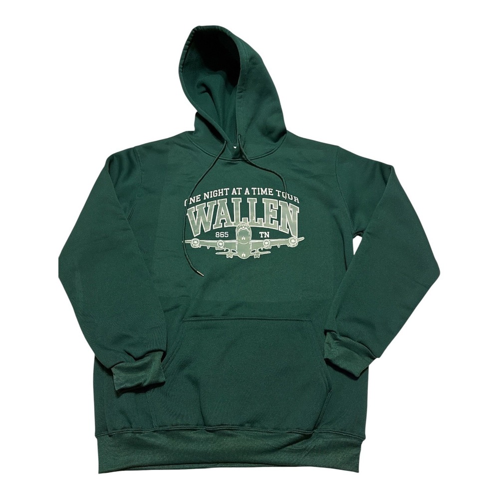 Morgan Wallen One Night At A Time Tour 2024 Hoodie Sweatshirt Green Large EUC
